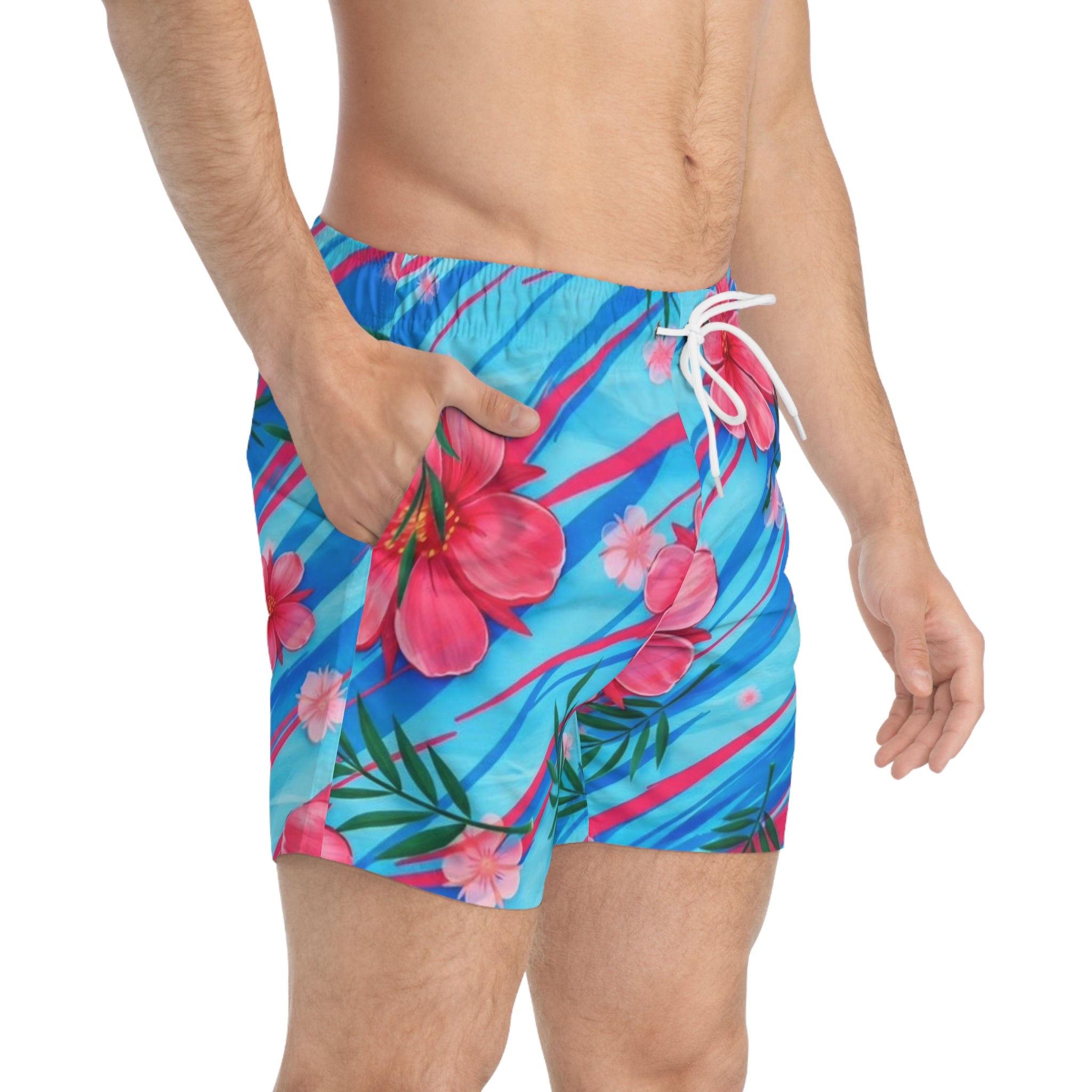 Tropical Hibiscus Swim Trunks — Match your girlfriend