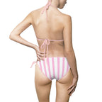 Pink Stripe Triangle Bikini — Women’s Tie-Side Swimwear