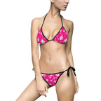 Pink Tie-Dye Floral Bikini — Women's Triangle String Swimsuit