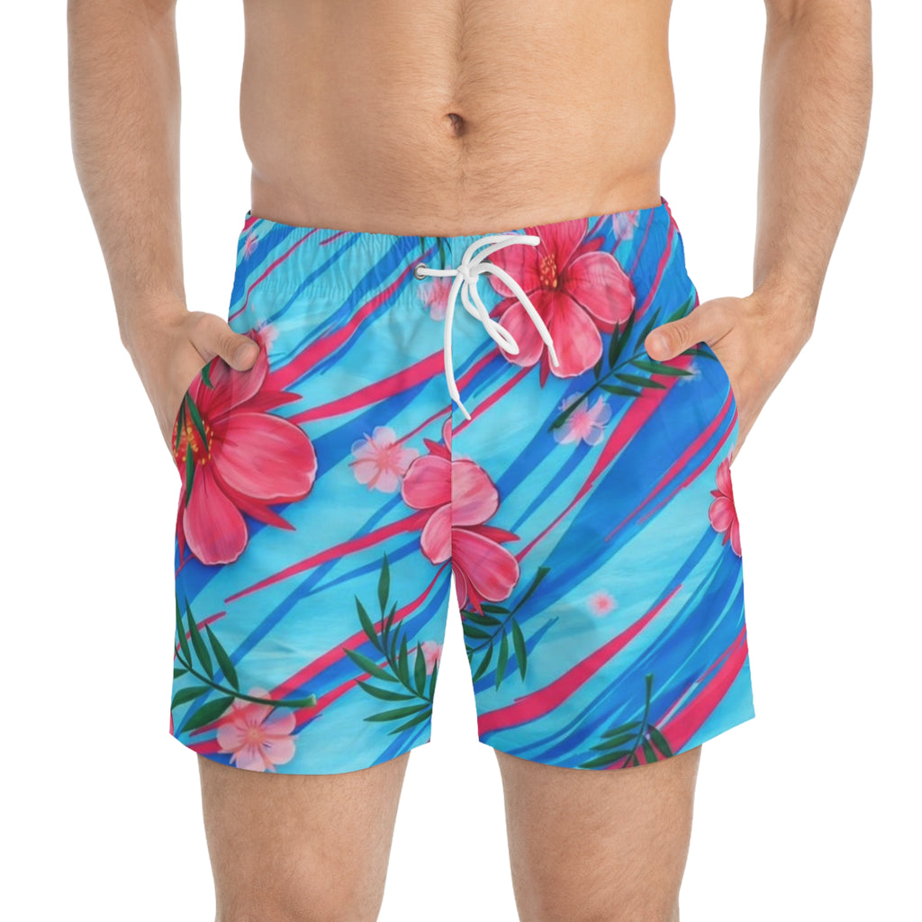 Tropical Hibiscus Swim Trunks — Match your girlfriend