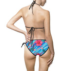 Blue Tropical Floral Bikini — Women's Triangle String Swimsuit